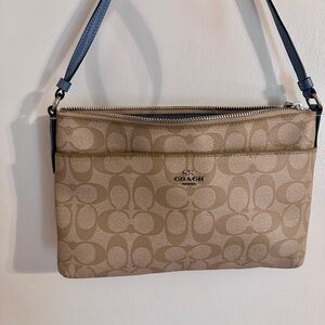 Coach Signature East West Pop Crossbody Handbag Light Khaki/Blue 101/2x7"